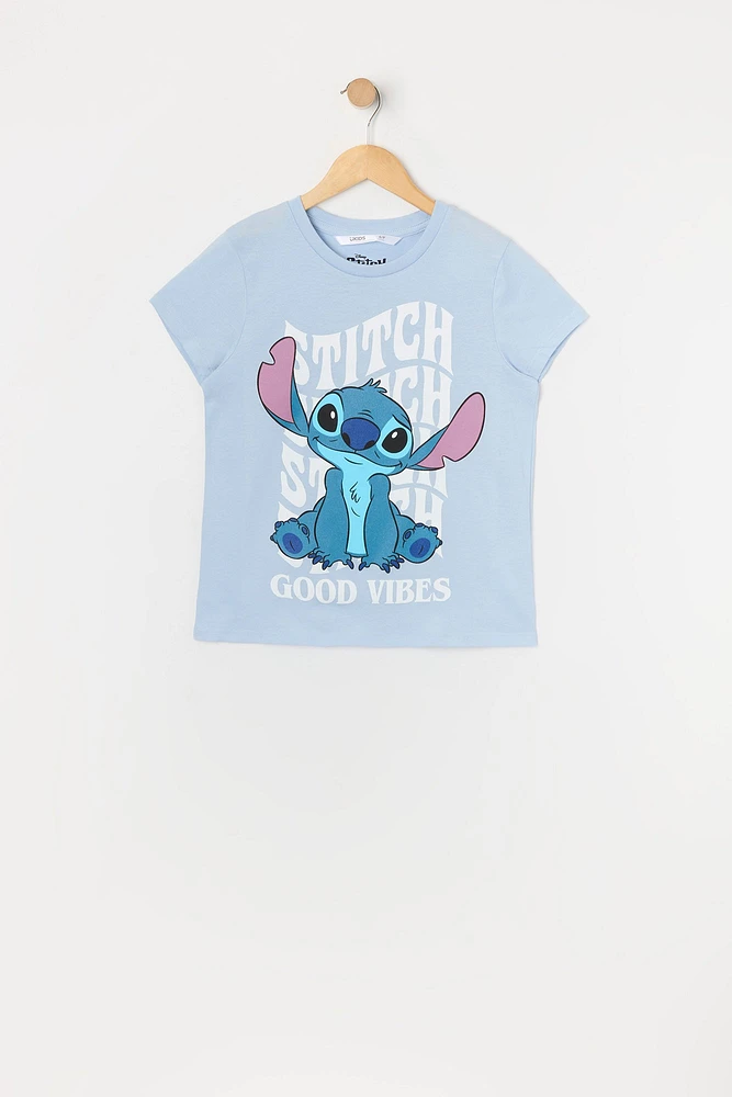 T-shirt à imprimé Stitch Good Vibes pour fille