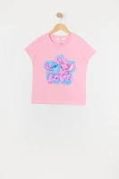 Girls Stitch and Angel Love Graphic T-Shirt
