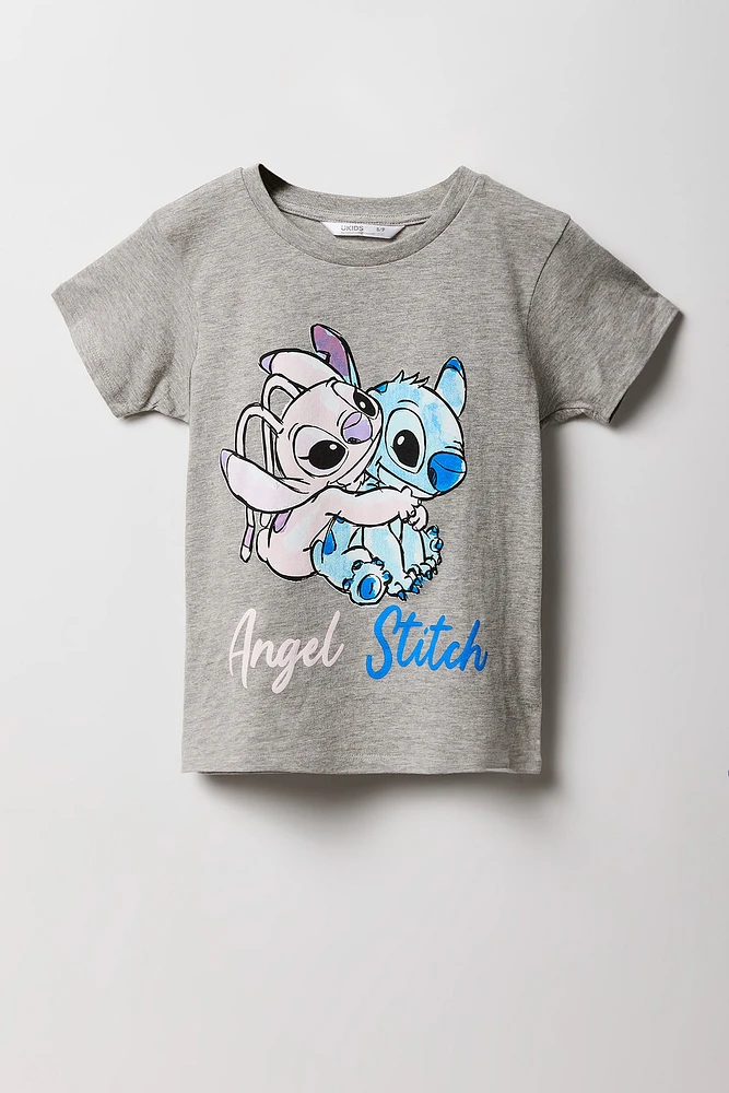 T-shirt gris Ã  imprimÃ© Stitch & Angel pour fille