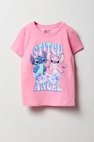 T-shirt rose  Ã  imprimÃ© Stitch & Angel pour fille