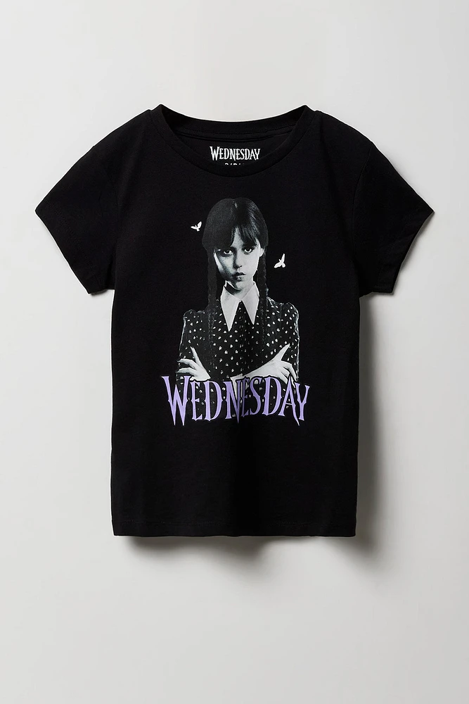 T-shirt à imprimé Wednesday Addams pour fille
