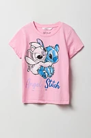 T-shirt à imprimé Angel & Stitch pour filles