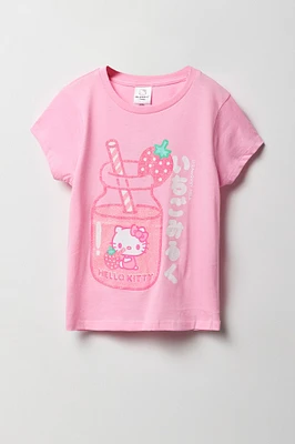 Girls Hello Kitty Strawberry Milk Graphic T-Shirt