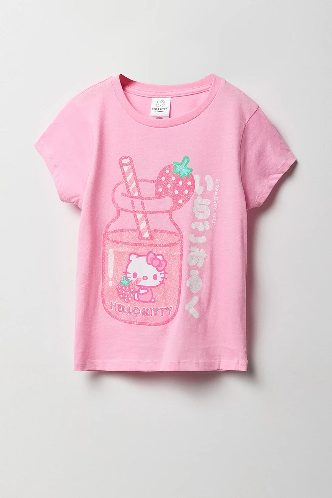 T-shirt Ã  imprimÃ© Hello Kitty Strawberry Milk pour fille