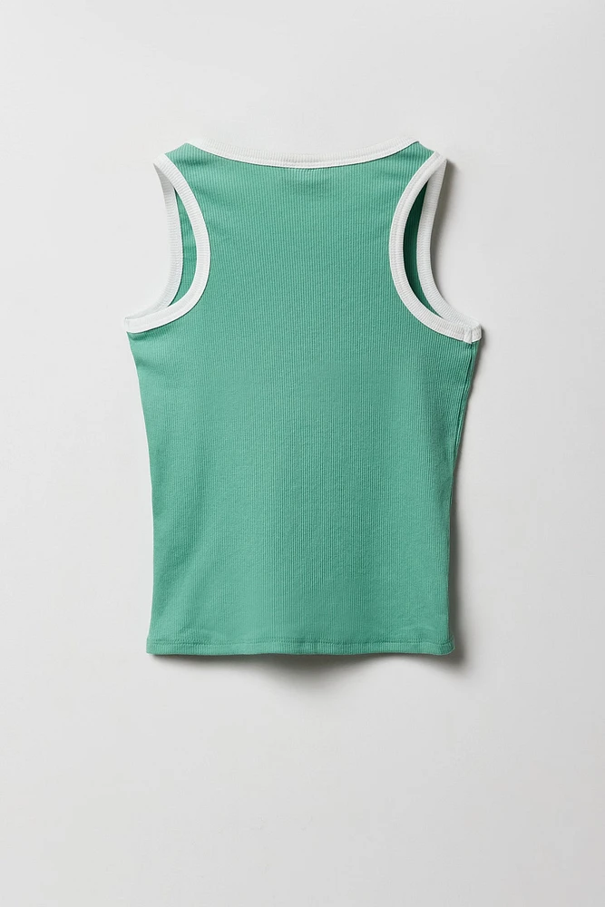 Girls Peanuts Embroidered Ribbed Tank