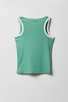 Girls Peanuts Embroidered Ribbed Tank