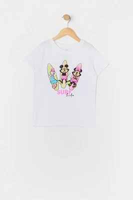 Girls Mickey Mouse Surf Life Graphic T-Shirt