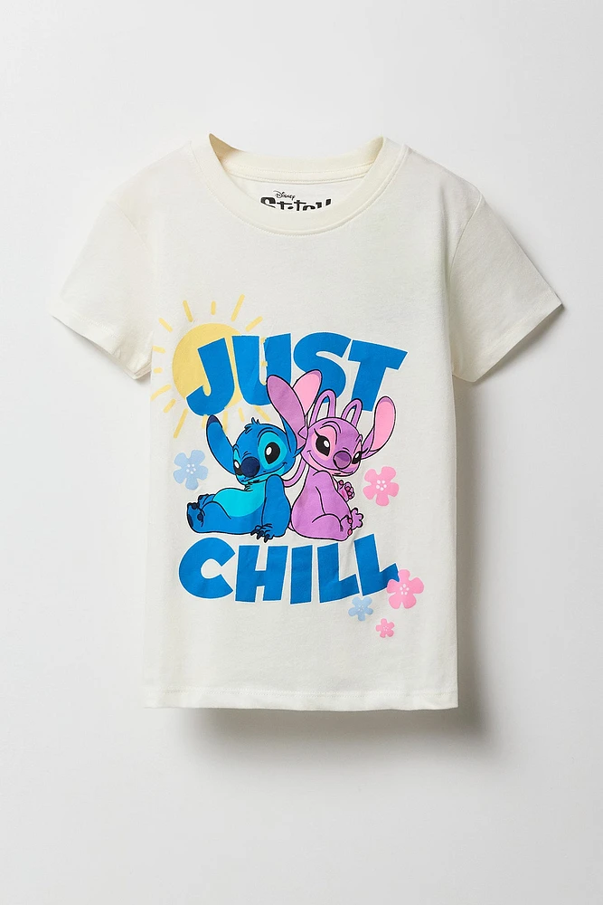 Girls Stitch Just Chill Graphic T-Shirt