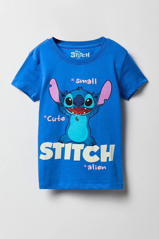 Girls Stitch Cute Small Alien Graphic T-Shirt