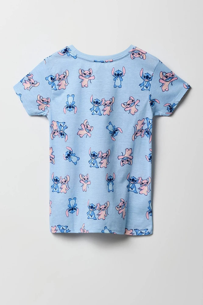 Girls Stitch & Angel Print T-Shirt