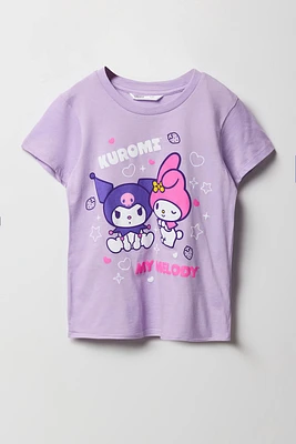 T-shirt à imprimé Kuromi & My Melody pour filles