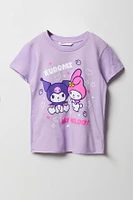 T-shirt à imprimé Kuromi & My Melody pour filles