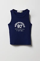 Girls Aeropostale 87 Puff Print Ribbed Tank