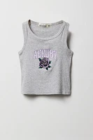 Girls Aero 87 Rose Embroidered Ribbed Tank