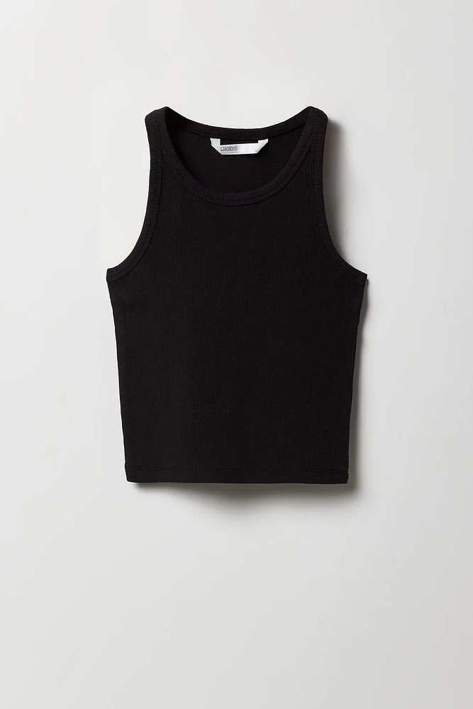 Girls High Neck Ribbed Tank