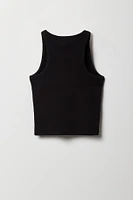 Girls High Neck Ribbed Tank