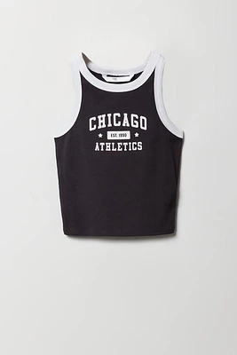Girls Varsity Graphic Ribbed Ringer Tank