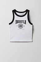Camisole côtelée Ringer à imprimé Varsity pour filles