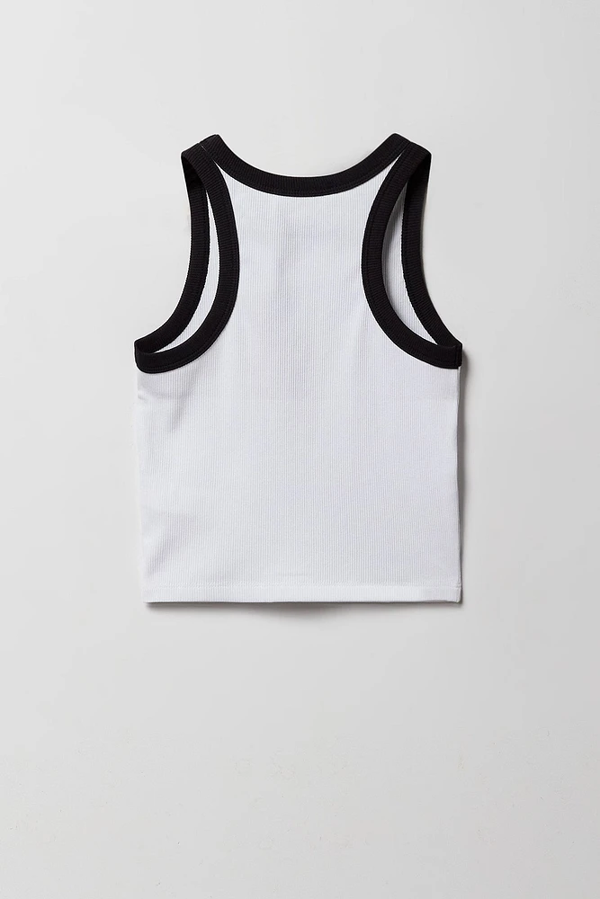 Camisole côtelée Ringer à imprimé Varsity pour filles