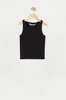 Girls Ribbed High Neck Tank