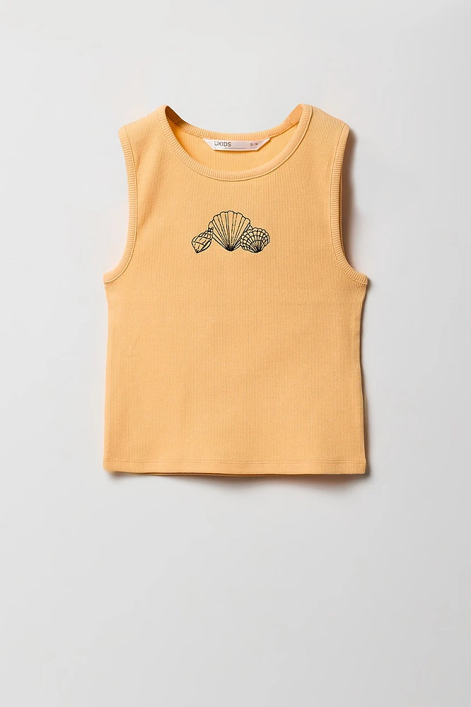Débardeur avec motif tropical brodé pour fille