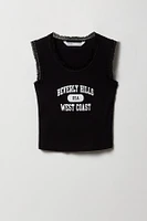 Girls City Graphic Ribbed Lace Trim Tank