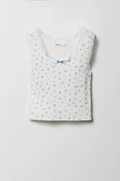 Débardeur en pointelle et dentelle avec micromotifs pour fille