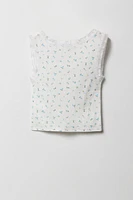 Débardeur en pointelle et dentelle avec micromotifs pour fille