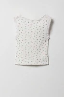 Girls Ditsy Print Pointelle Lace Tank
