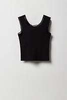 Girls Ribbed Lace Henley Tank
