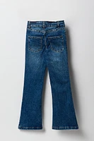 Jean à jambe évasée taille haute avec patte de boutonnage multiple pour fille