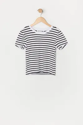 Girls Striped Ribbed Baby Tee