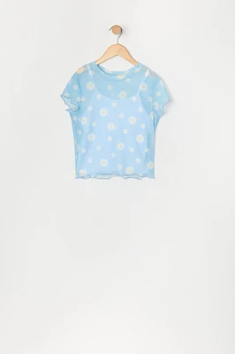 Ensemble deux pièces t-shirt et camisole en filet imprimé pour filles