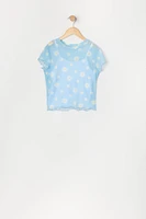 Ensemble deux pièces t-shirt et camisole en filet imprimé pour filles