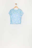 Ensemble deux piÃ¨ces t-shirt et camisole en filet imprimÃ© pour filles