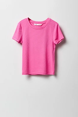 T-shirt ultracourt côtelé pour fille