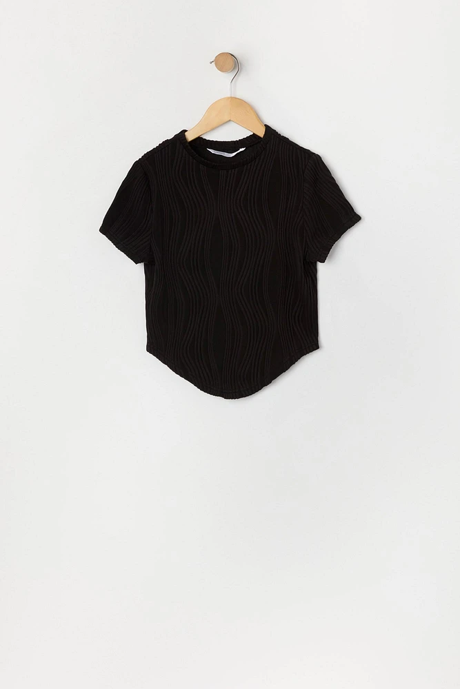 Girls Textured Hanky Hem T-Shirt