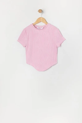 Girls Textured Hanky Hem T-Shirt