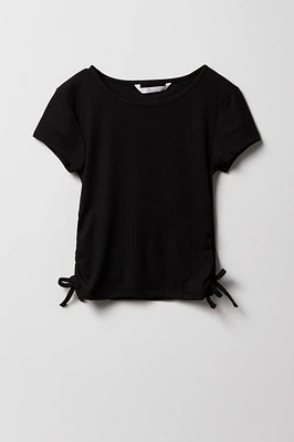 Girls Ribbed Side Cinched T-Shirt