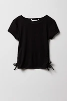 Girls Ribbed Side Cinched T-Shirt