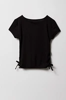 Girls Ribbed Side Cinched T-Shirt