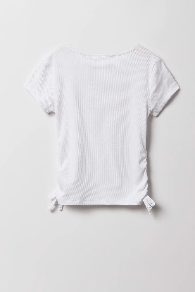 T-shirt cintré et côtelé sur le côté pour filles