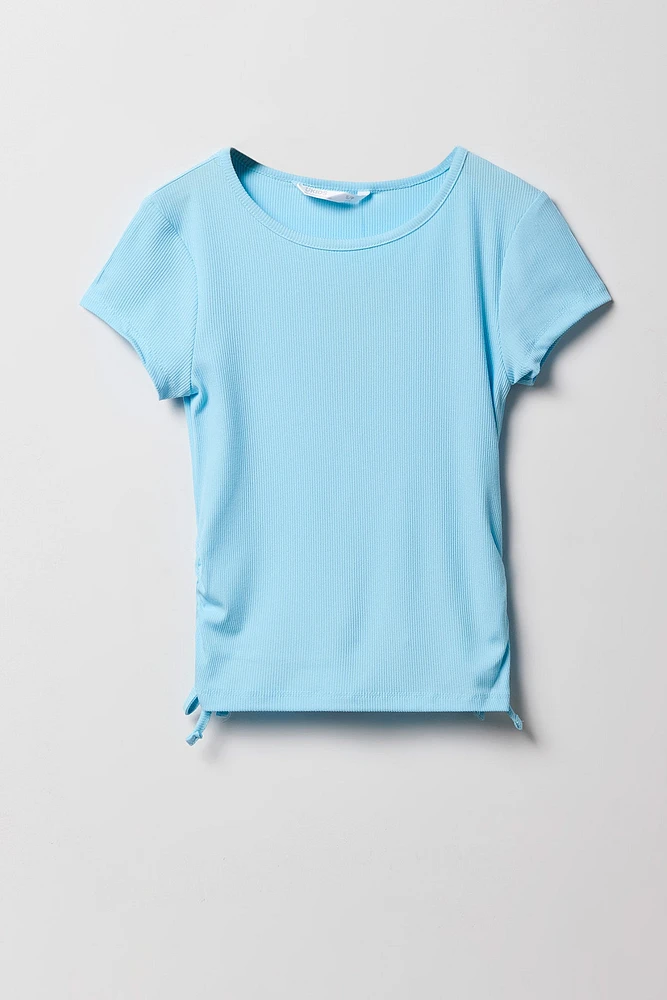 Girls Ribbed Side Cinched T-Shirt