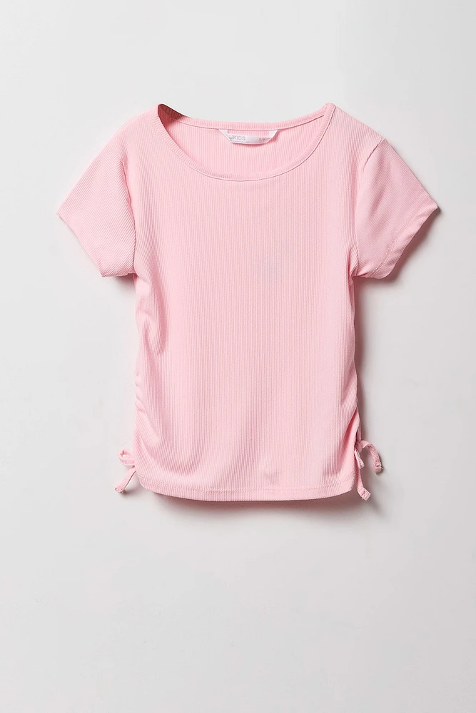 Girls Ribbed Side Cinched T-Shirt