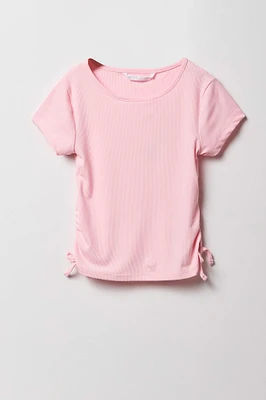 Girls Ribbed Side Cinched T-Shirt