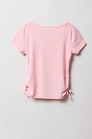 T-shirt cintré et côtelé sur le côté pour filles