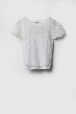 Ensemble avec t-shirt et camisole en dentelle pour fille