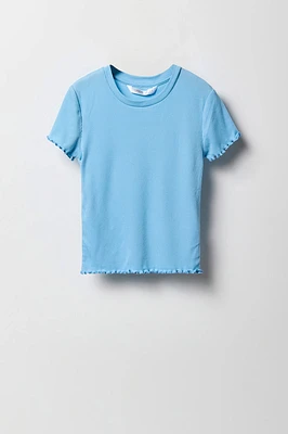 Girls Ribbed Lettuce Edge T-Shirt