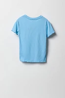 Girls Ribbed Lettuce Edge T-Shirt