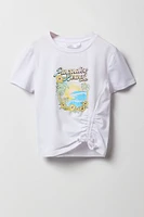 T-shirt à imprimé Summer avec taille coulissante latérale pour fille